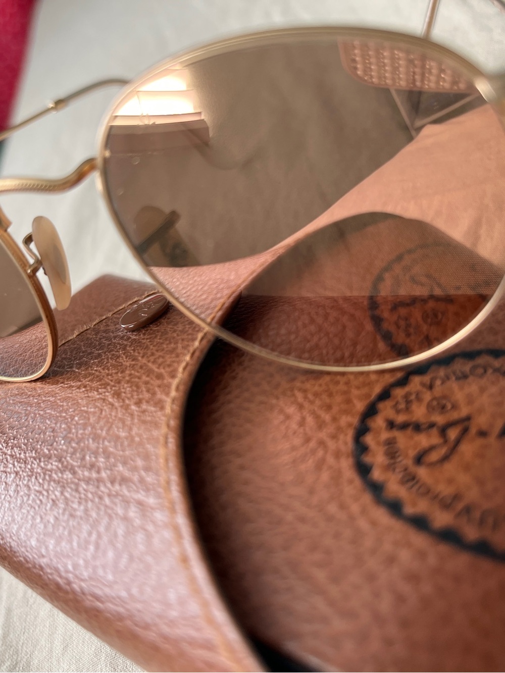 Ray-Ban Gold Frame Brown Lens Oval Sunglasses - Picture 12 of 12